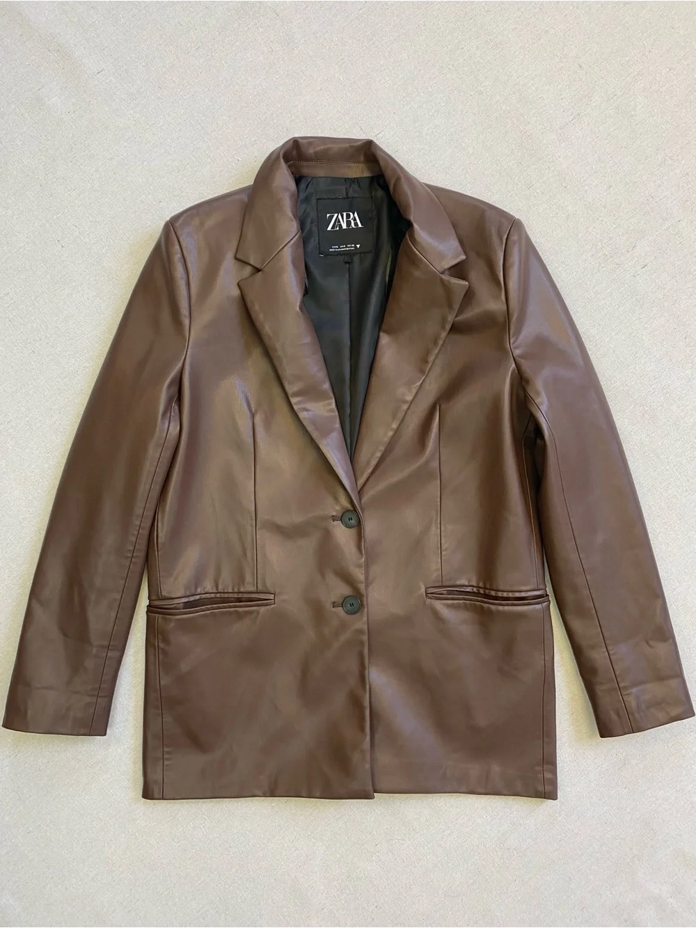 Zara Faux Leather Blazer Jacket Oversized